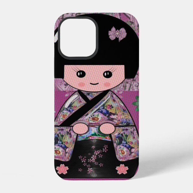 Coque iPhone Kokeshi Fleurie (Verso)