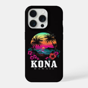 Coque iPhone 15 Pro Kona Hawaï Fleurs d'Hibiscus Hawaïennes Surfeur