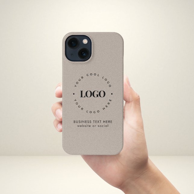 Coque iPhone Kraft Style Business Custom Logo & Text Rustic iPh (Créateur téléchargé)