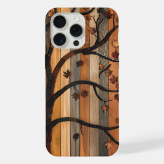 Coque iPhone 15 Pro Max L’art de la nature : Arbre en bois Mosaïque Téléph