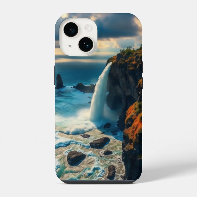 Coque iPhone la cascade de falaise plonge gracieusement (Verso)