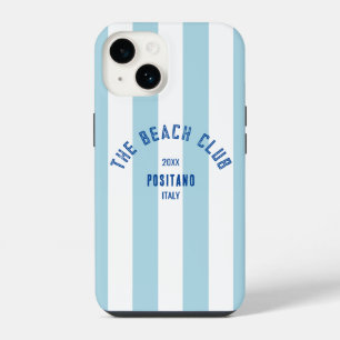 Coque Pour iPhone 14 La crête du Beach Club à rayures bleues cabane