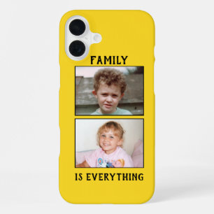 Coque iPhone 16 Plus La famille est tout 2 photos de vos enfants jaune