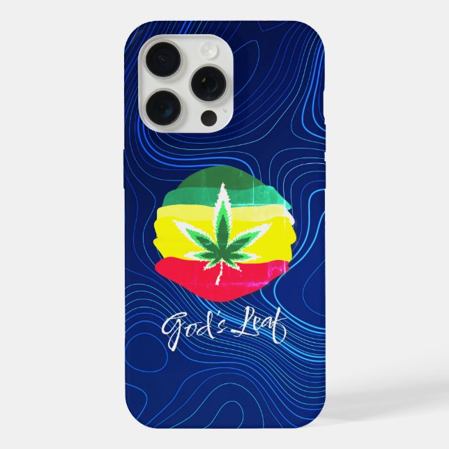 Coque iPhone La feuille de Dieu - Funky Blue Edition (Verso)