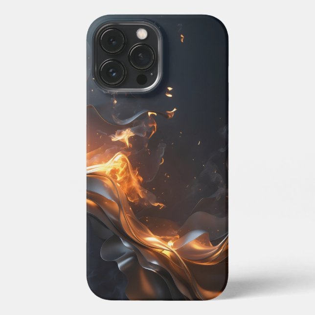 Coque iPhone La flamme silencieuse – Or fumant et téléphone noi (Verso)