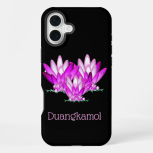 Coque iPhone 16 Plus La fleur de lotus rose, personnalisée