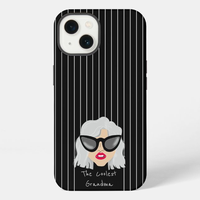 Coque iPhone La grand-mère la plus cool avec des lunettes Nom p (Verso)