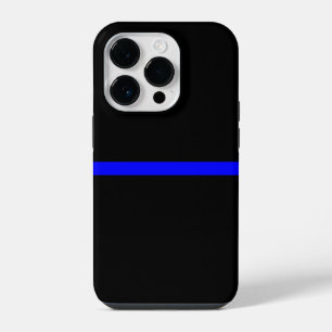 Coque Pour iPhone 14 Pro La ligne mince bleue symbolique horizontale noire