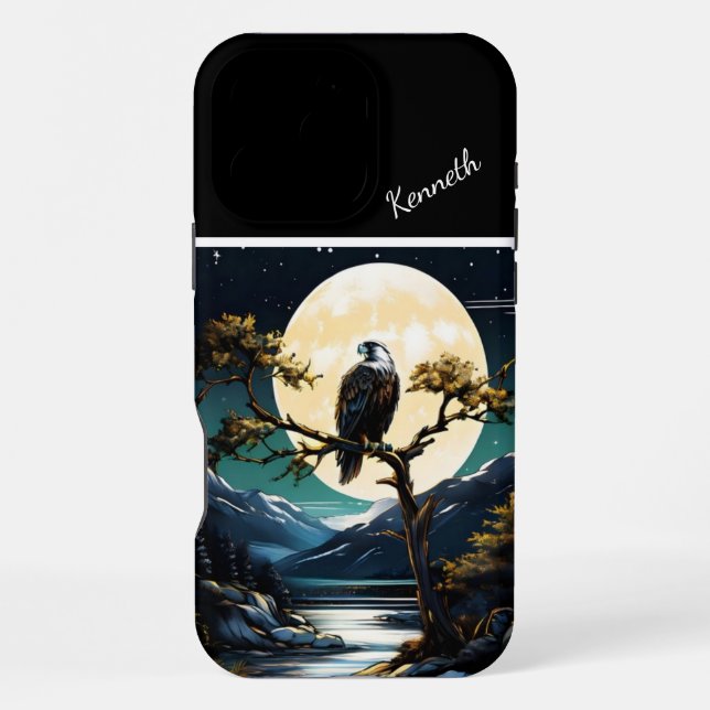 Coque iPhone La lune de l'aigle sur l'océan (Verso)