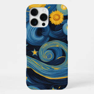 Coque iPhone 16 Pro Max La nuit étoilée rencontre le Motif des tournesols