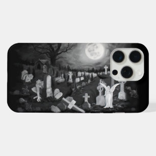 Coque iPhone 15 Pro Max La nuit sur le cimetière - Angel avec Diable