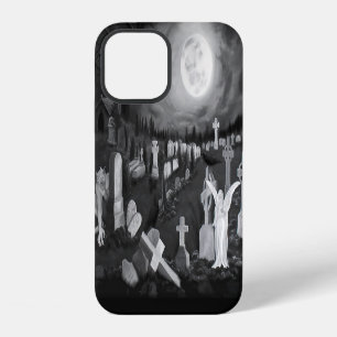 Coque iPhone 12 La nuit sur le cimetière - Angel avec Diable