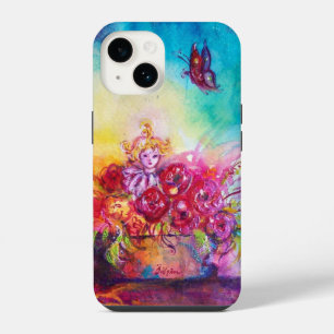 Coque Pour iPhone 14 LA PETITE Poucette, PANIER DE FLEURS ET PAPILLON