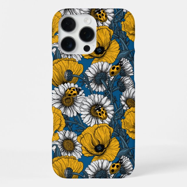 Coque iPhone La prairie en jaune et bleu (Verso)
