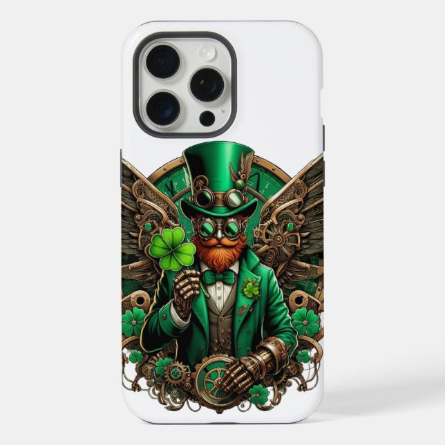 Coque iPhone la Saint-Patrick steampunk trèfle (Verso)