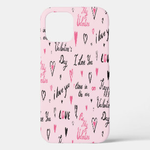 Coque iPhone 12 La Saint-Valentin : 'Je t'aime' arrière-plan.