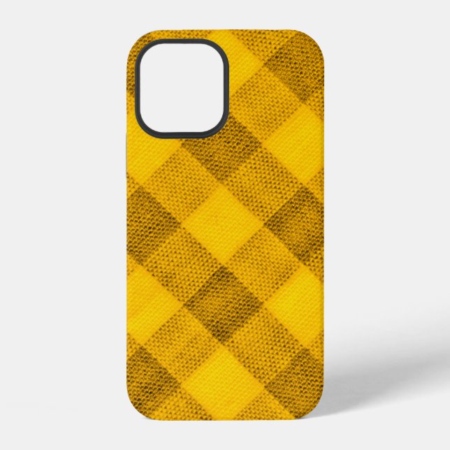 Coque iPhone La texture du jaune vif de la reliure gingha (Verso)