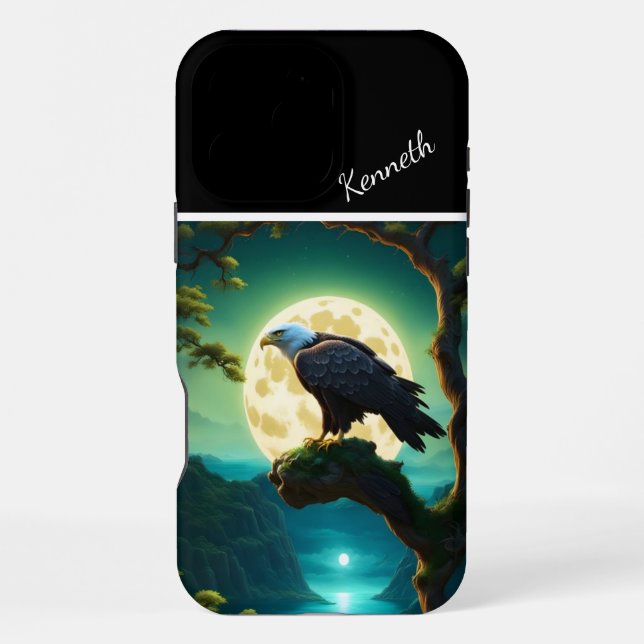 Coque iPhone La veille de l'aigle au clair de lune (Verso)