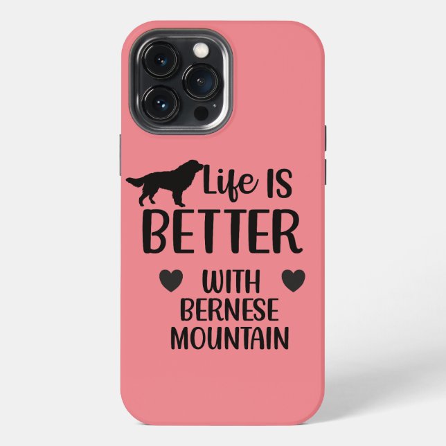Coque iPhone La vie est meilleure avec le chien bernais, l'amou (Verso)
