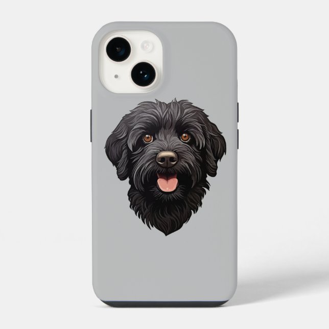 Coque iPhone Labradoodle Chien noir (Verso)