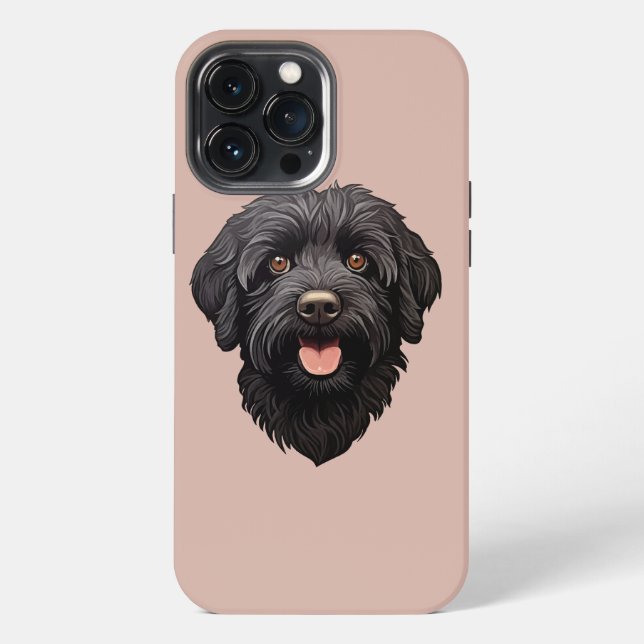 Coque iPhone Labradoodle Chien Noir (Verso)
