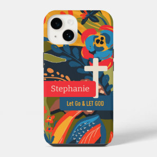 Coque Pour iPhone 14 Lâcher prise, laisser Dieu Abstrait Floral