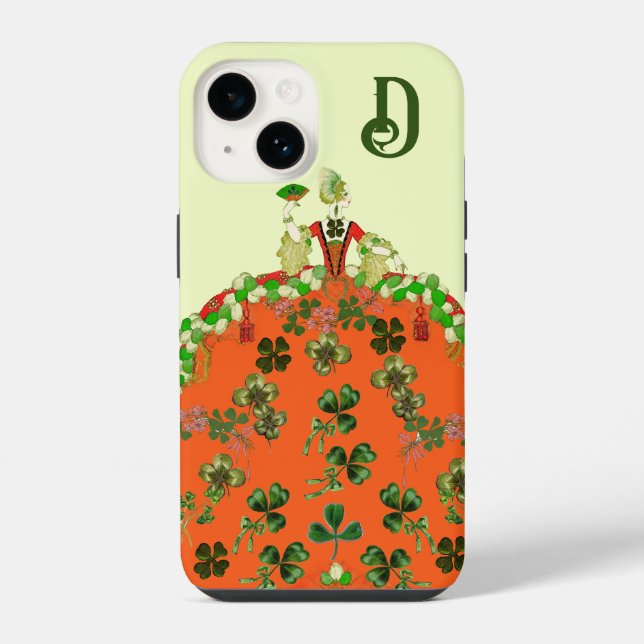 Coque iPhone LADY ORANGE, Trèfles Monogramme St. Patrick Jour d (Verso)