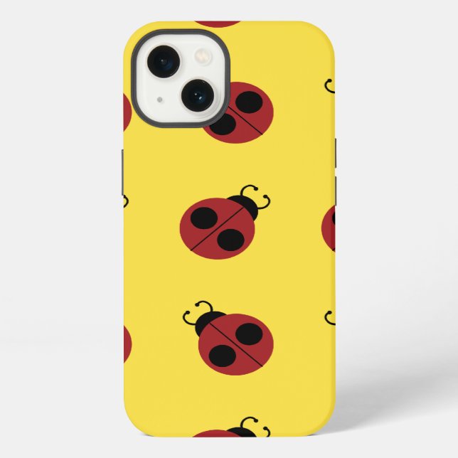 Coque iPhone Ladybug 60s rétro cool rouge jaune (Verso)