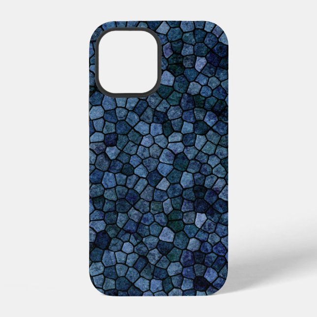 Coque iPhone Lagune Bleue Minuit Pavé Terrazo Patchwork (Verso)