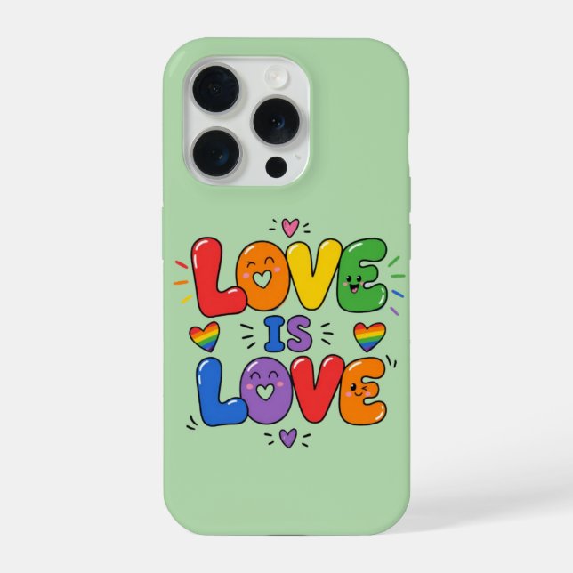 Coque iPhone L'amour est l'amour Arc-en-ciel Fierté (Verso)