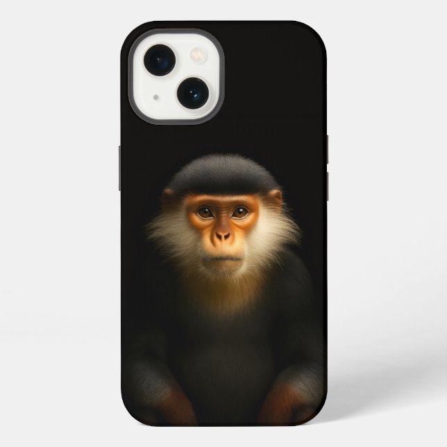 Coque iPhone Langur douc rouge Black 4 Luxe iPhone 13 (Verso)
