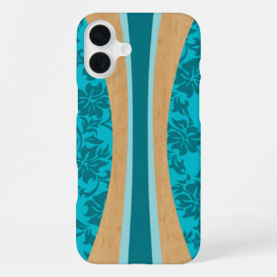 Coque iPhone 16 Plus Laniakea Hawaïen Bois Faux Planche de Surf Light T