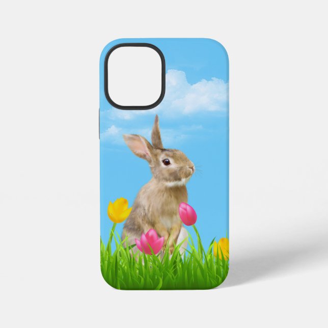 Coque iPhone Lapin dans les tulipes (Verso)