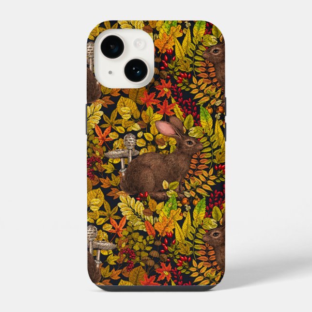 Coque iPhone Lapin d'automne en noir (Verso)