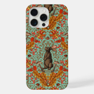 Coque iPhone 15 Pro Max Lapin d'automne sur fond vert clair