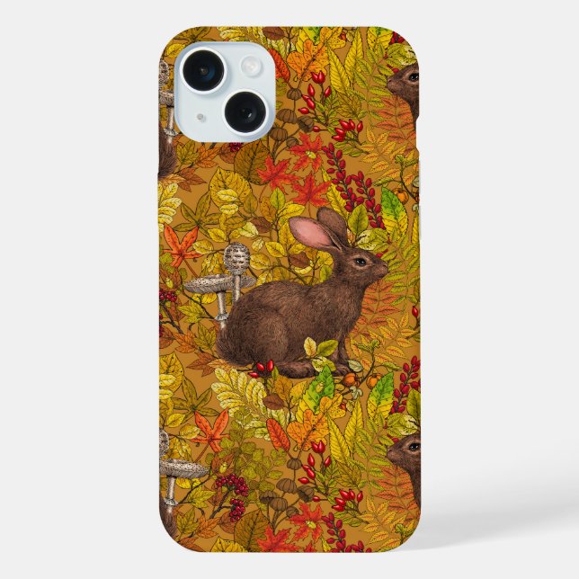 Coque iPhone Lapin d'automne sur ocre (Verso)