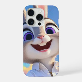 Coque iPhone 15 Pro Lapin de dessin animé esthétique mignon motif bleu