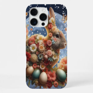Coque iPhone 16 Pro Max Lapin de Pâques en fleurs