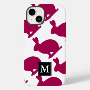 Coque Pour iPhone 14 Lapin de Pâques personnalisé Silhouette Monogramme