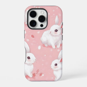 Coque iPhone 16 Pro Lapin de prairie rose Jardin floral