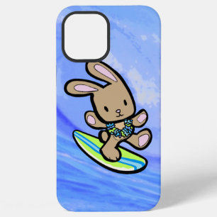 Coque iPhone 12 Pro Max Lapin de surf hawaïen au chocolat vert et bleu
