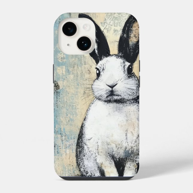 Coque iPhone Lapin en techniques mixtes (Verso)