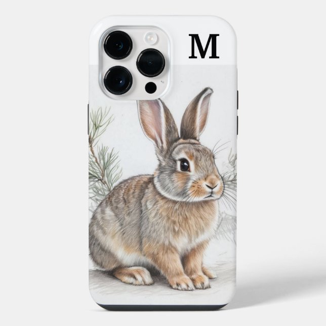 Coque iPhone Lapin et pin monogramme  (Verso)