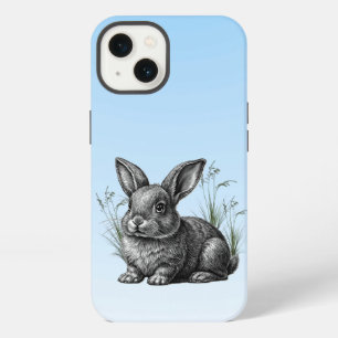 Etui iPhone 13 Lapin gris mignon sur un ciel bleu