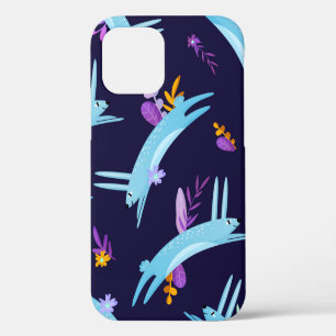 Coque iPhone 12 Lapin lapin sans couture motif dans le style dessi