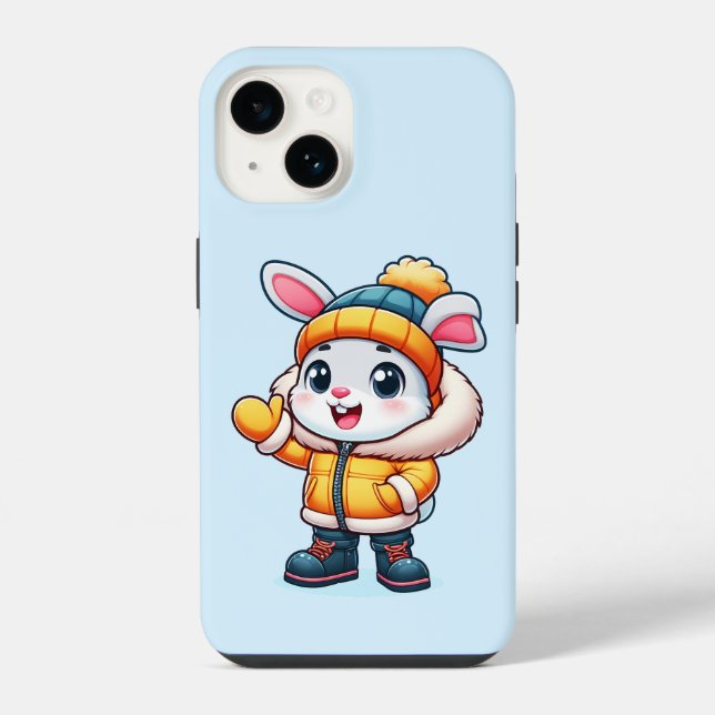 Coque iPhone Lapin mignon en hiver (Verso)