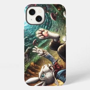 Etui iPhone 13 Lapin Paniqué Tombant Dans Le Trou De Lapin