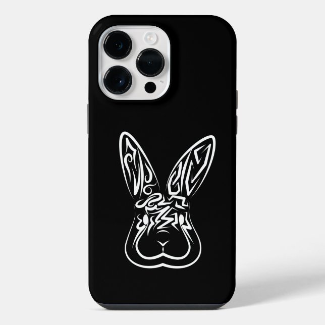 Coque iPhone Lapin tribal noir et blanc (Verso)