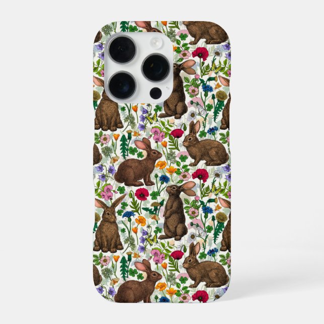 Coque iPhone Lapins et fleurs sauvages (Verso)
