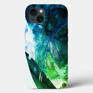 Etui iPhone 13 L'art abstrait bleu vert